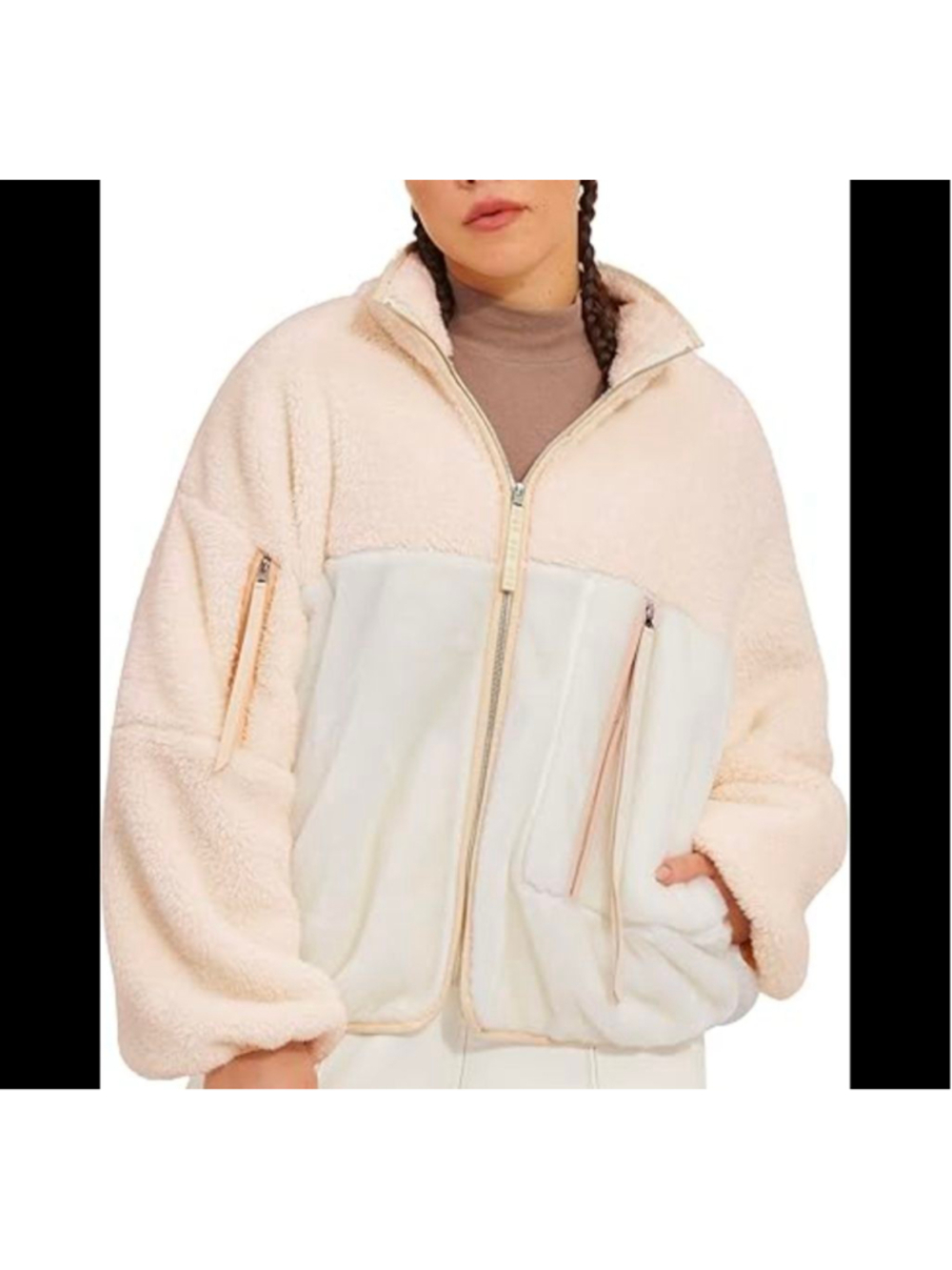 Women's UGG Cream Marlene Sherpa Teddy Jacket Oversized S * FLAWED*